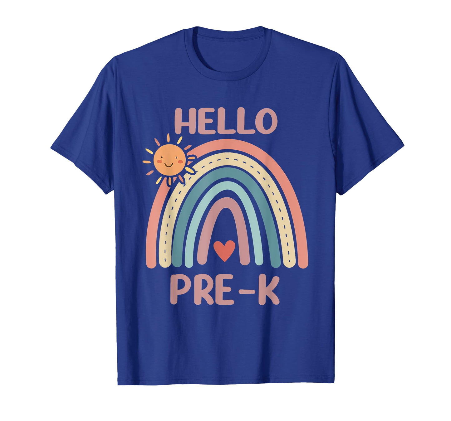 Boho Rainbow Heart For Teachers Women Hello Pre-K T-Shirt