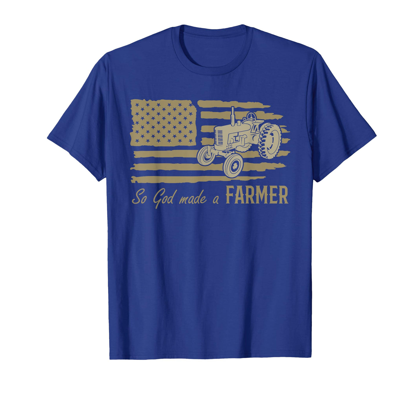 USA Patriotic American Flag Tractor So God Made A Farmer T-Shirt