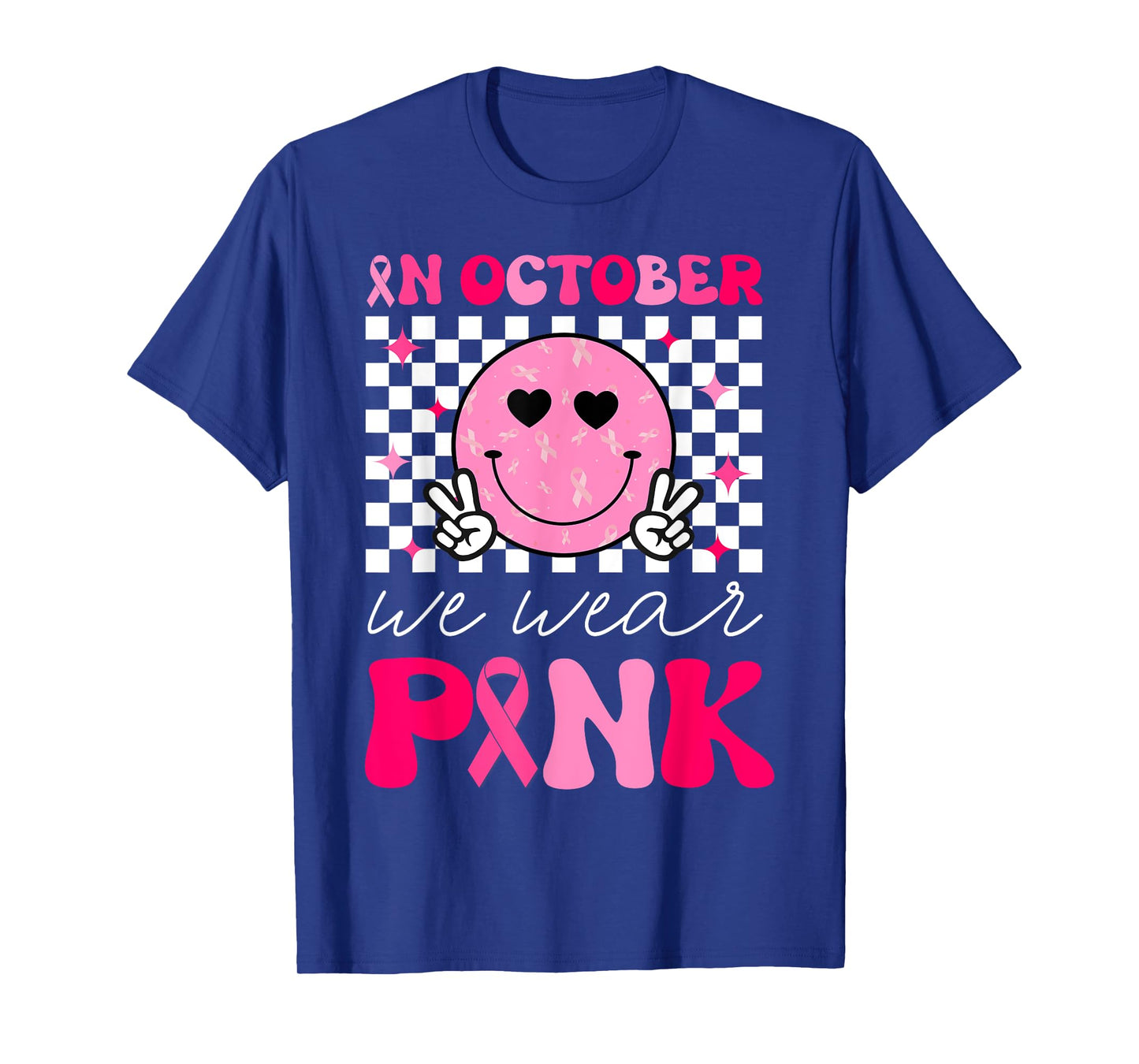 Groovy Breast Cancer Awareness In October We Wear Pink T-Shirt