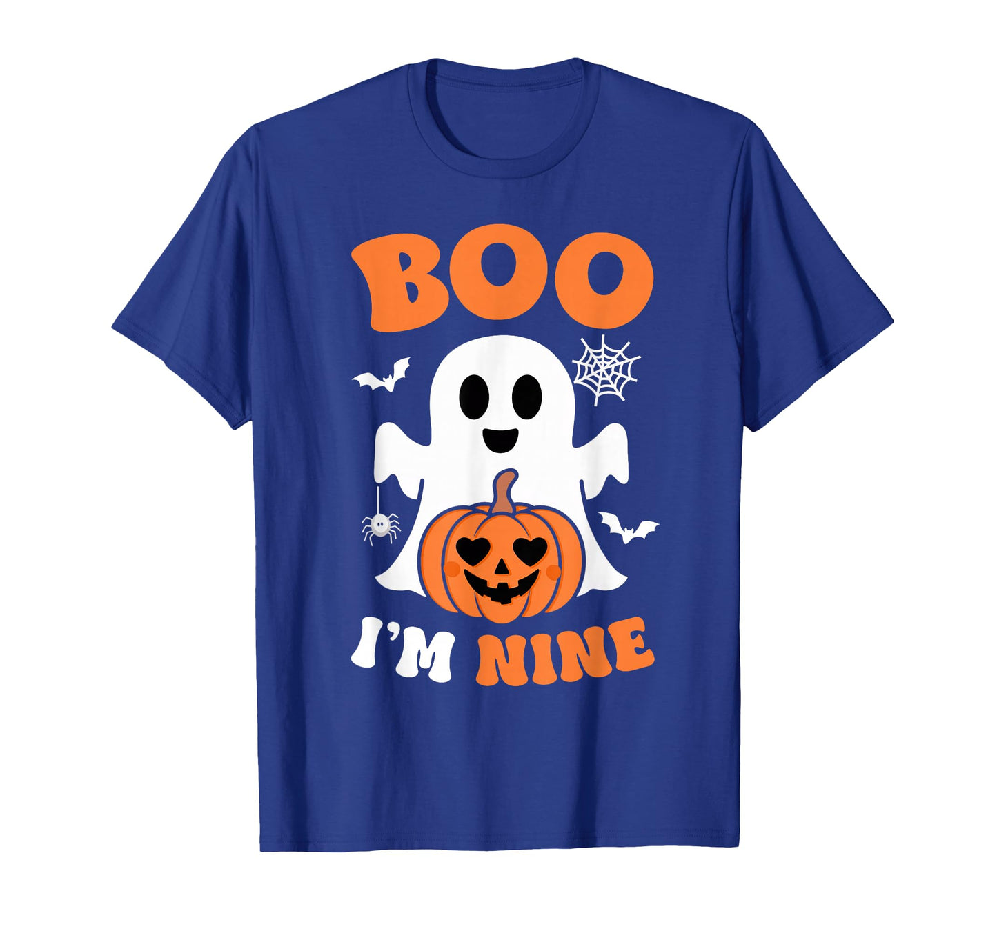 Ghost Boo I'm Nine Year 9th Birthday Boys Halloween Groovy T-Shirt