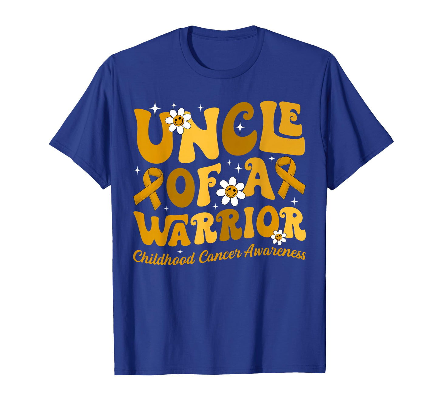 Groovy Uncle Of A Warrior Childhood Cancer Awareness Support T-Shirt