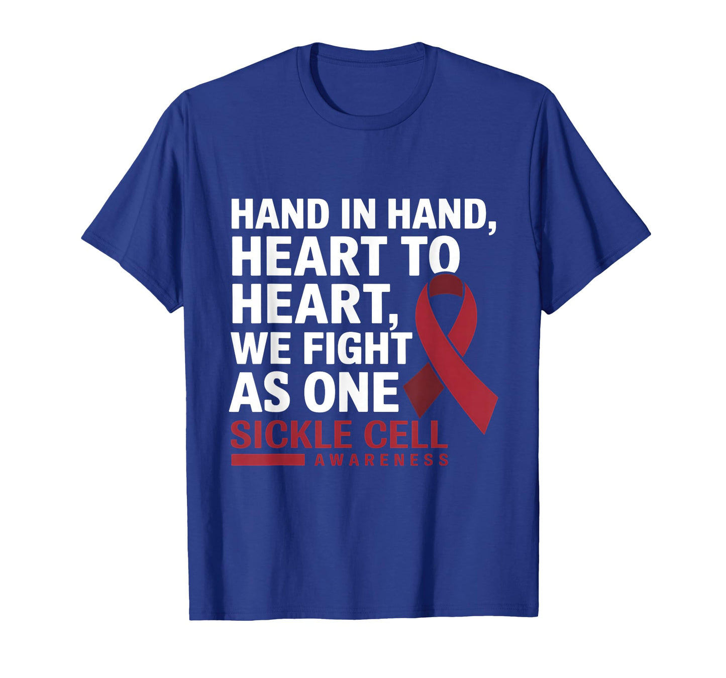 Sickle Cell Awareness Burgundy Ribbon Hand In Hand Anemia T-Shirt