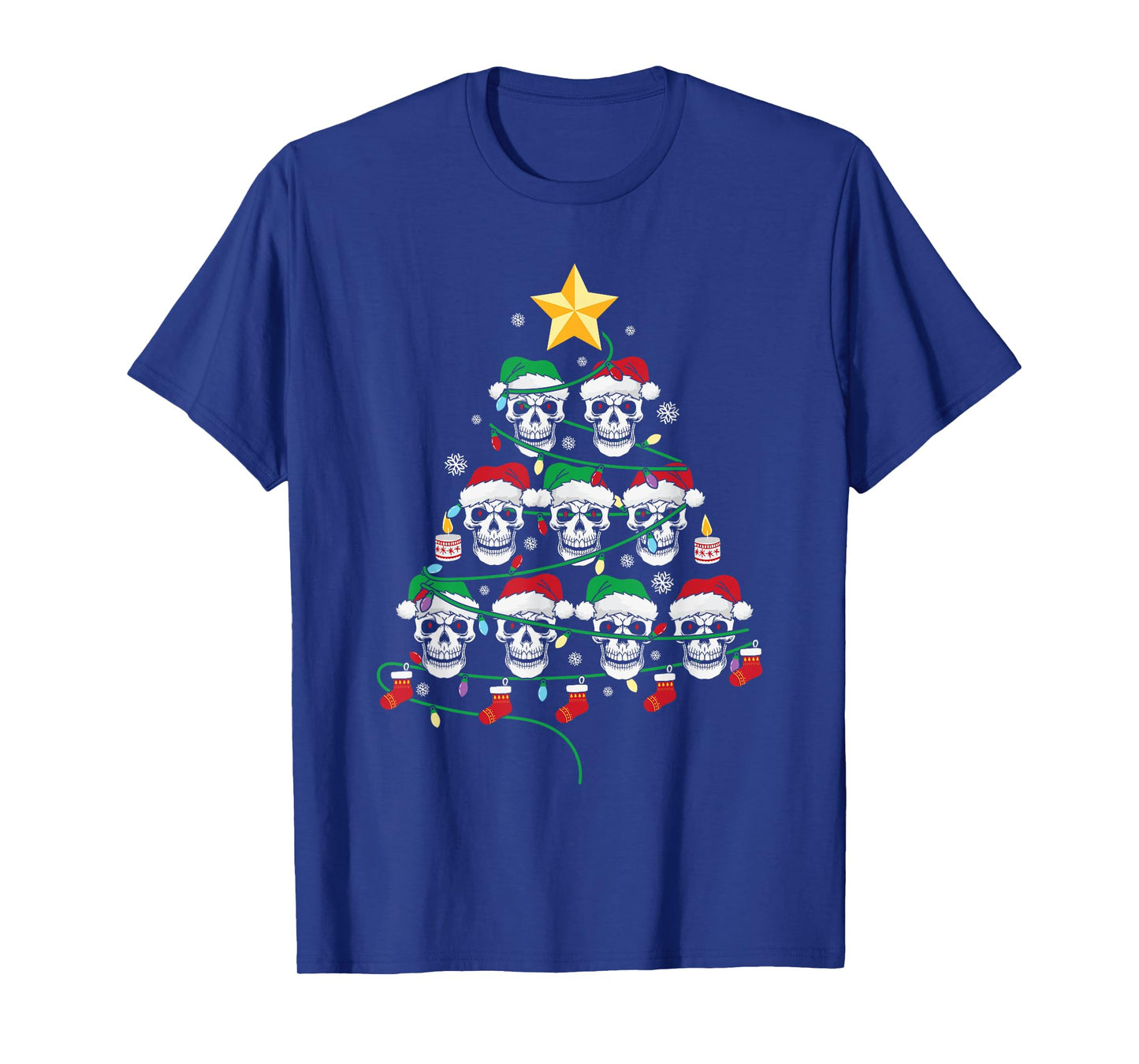 Skull Christmas Tree Pajama Cool Skeleton Santa Hat X-Mas T-Shirt