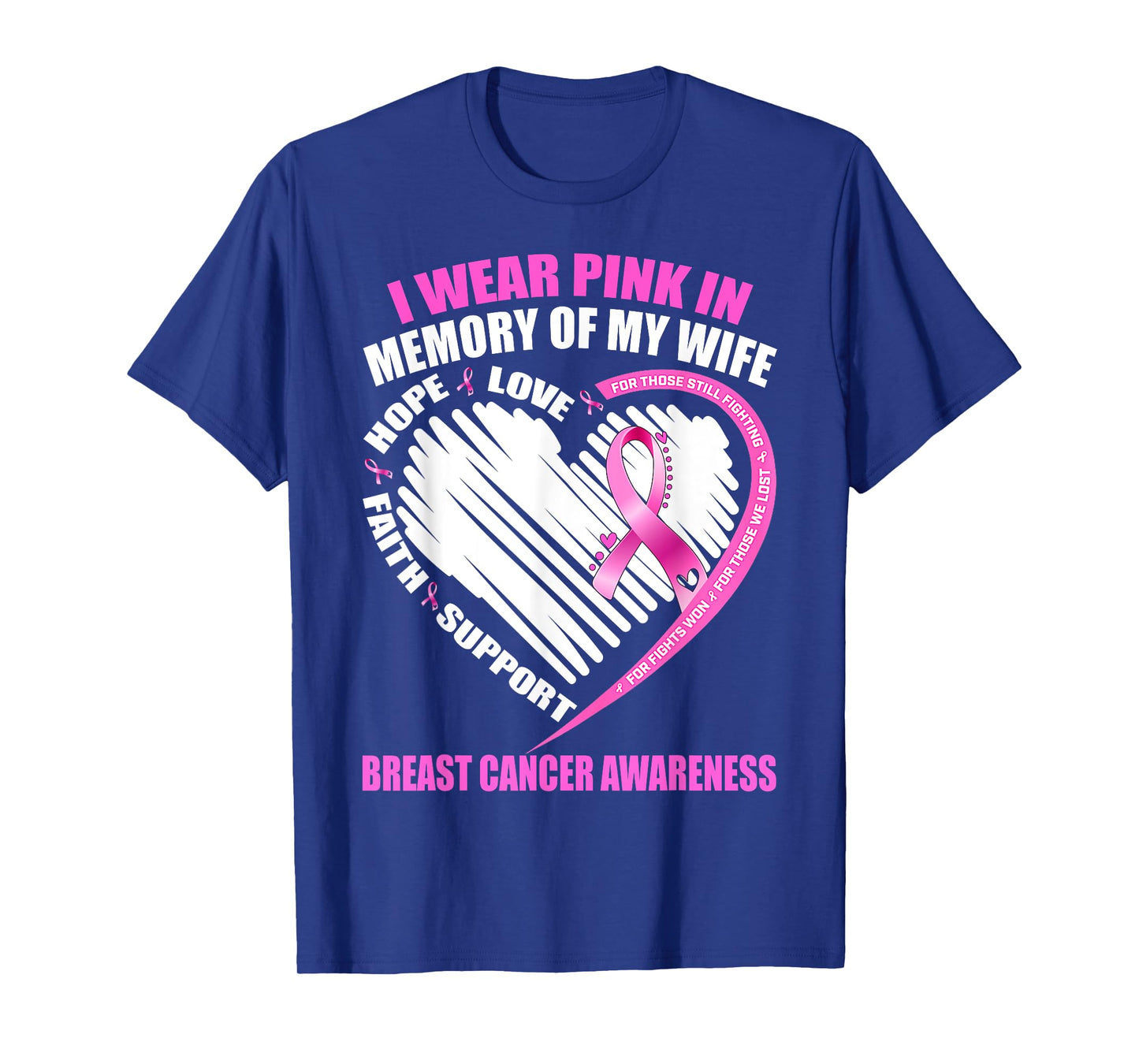 Gift I Wear Pink In Memory Of Wife Breast Cancer Awareness T-Shirt