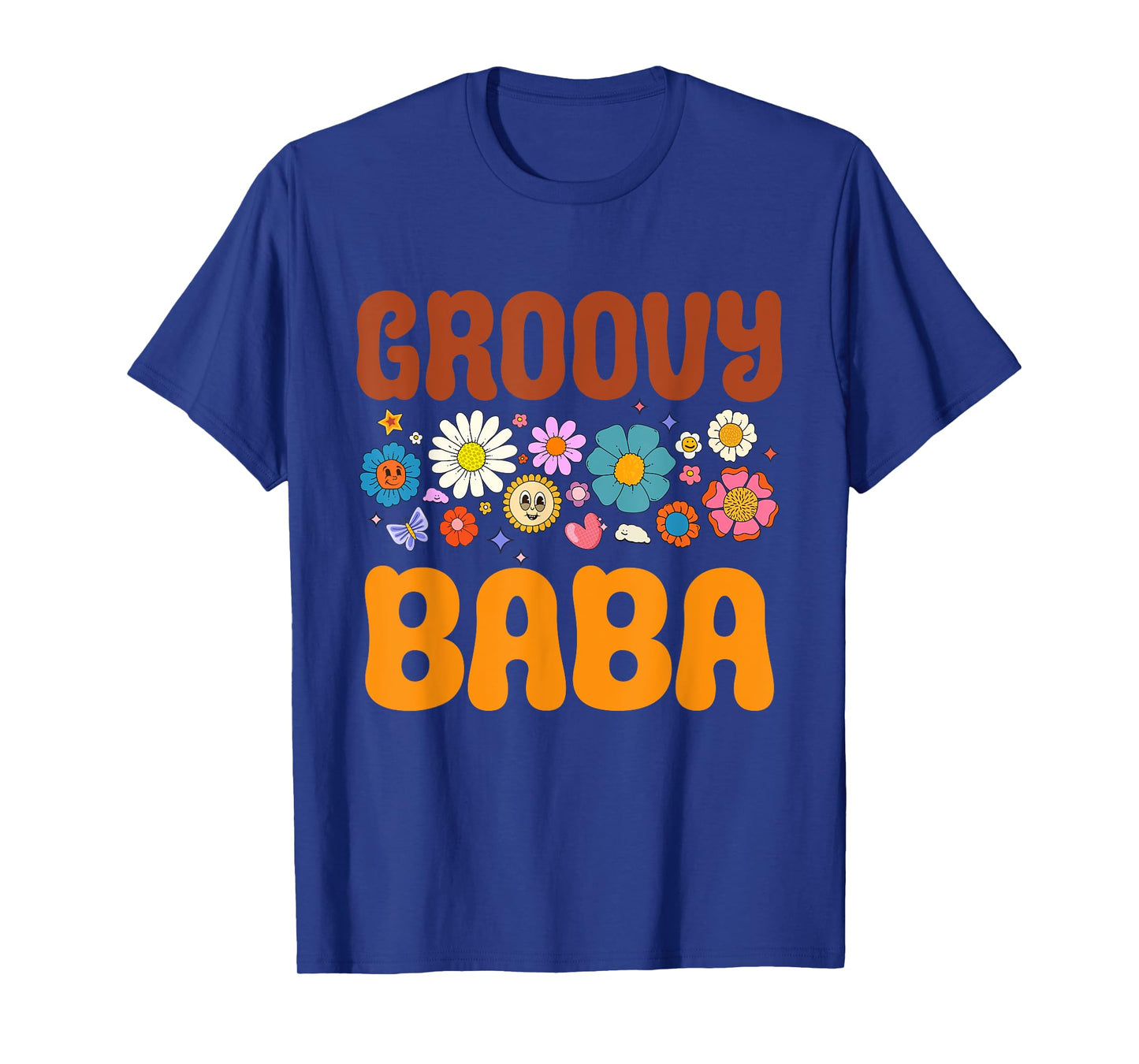 Retro Groovy Baba Father's Day Hippie Flowers Dad Grandpa T-Shirt