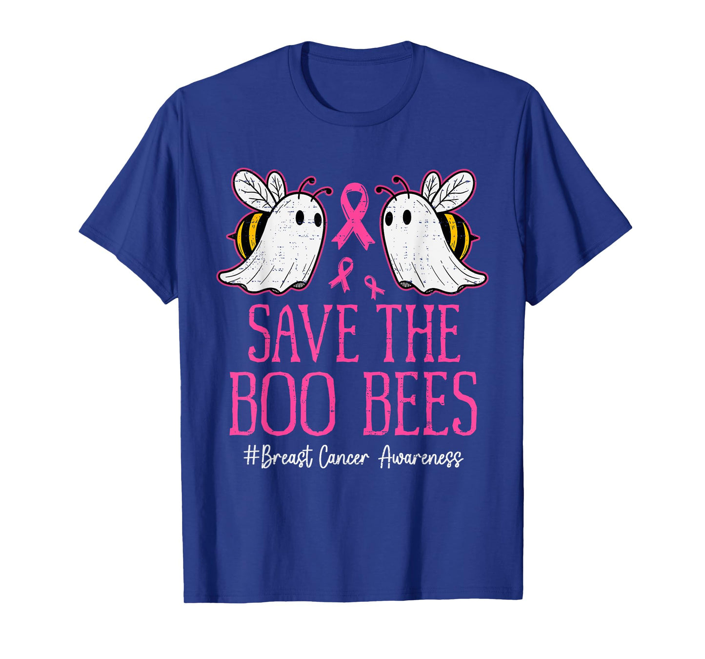 Funny Bees Ghost Boo Breast Cancer Awareness Pink Ribbon T-Shirt