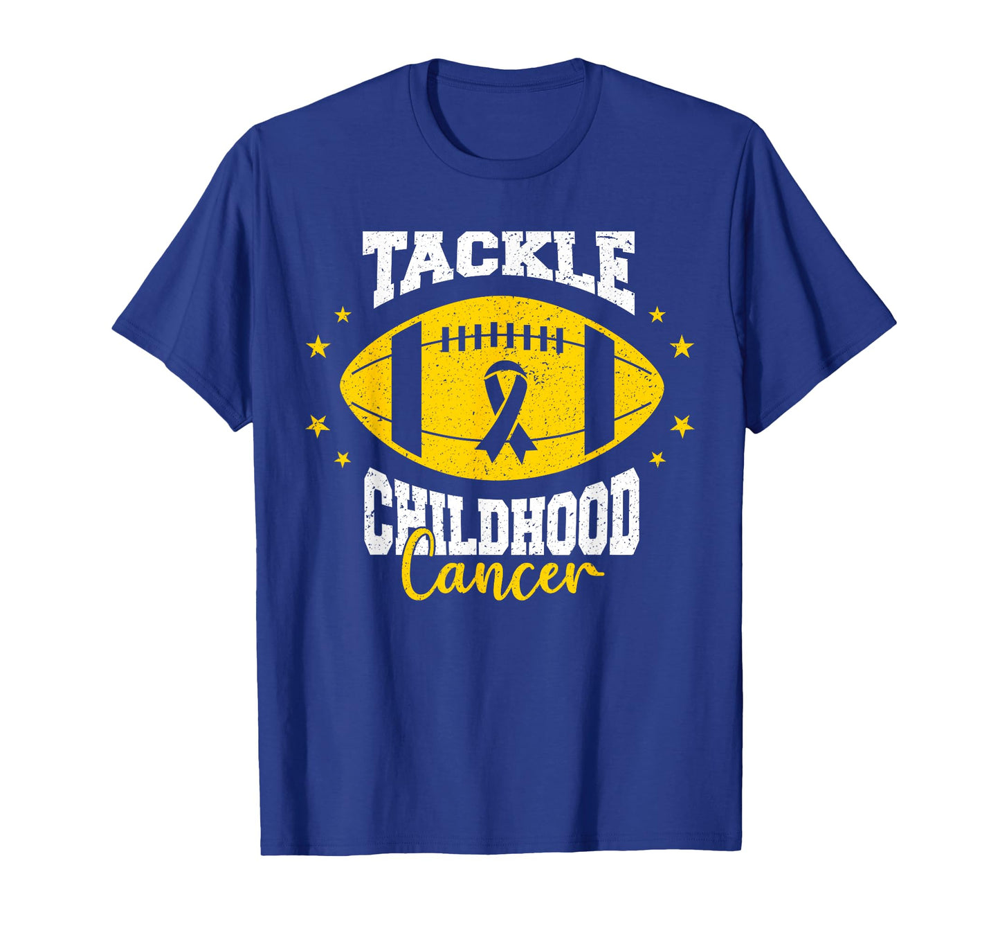 Tackle Childhood Cancer Awareness Football Gold Ribbon T-Shirt