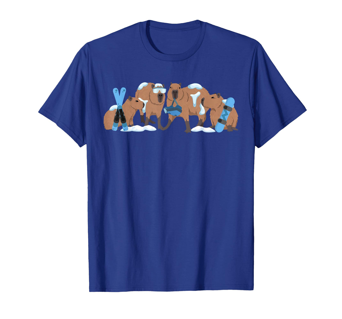 Capybara Skiing Cute Capy Snowboard Winter Capybara Lover T-Shirt