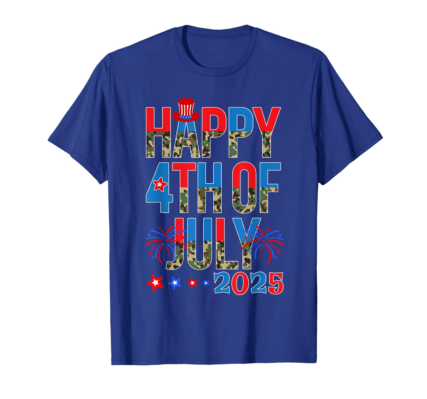 Happy 4th Of July 2025 Camouflage Funny Fourth Of July Camo T-Shirt