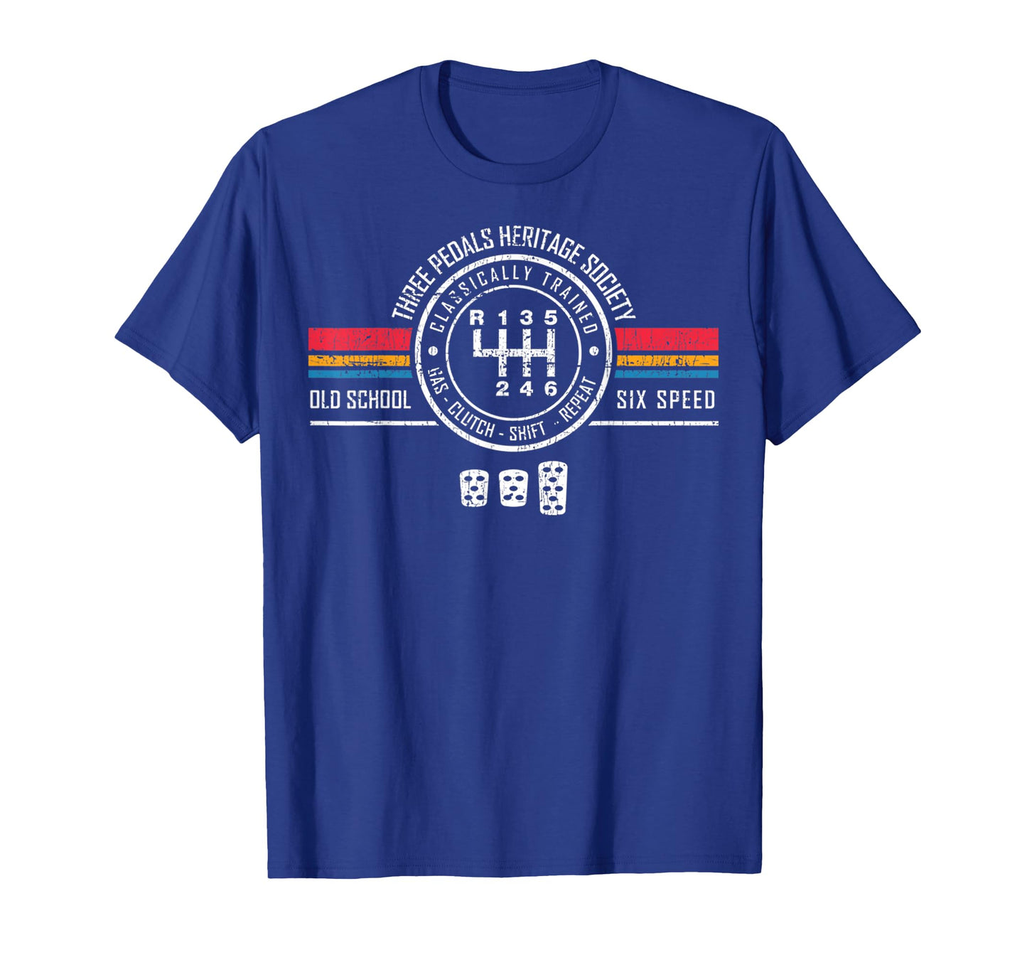 Vintage Three Pedals Heritage Society Old School Six Speed T-Shirt