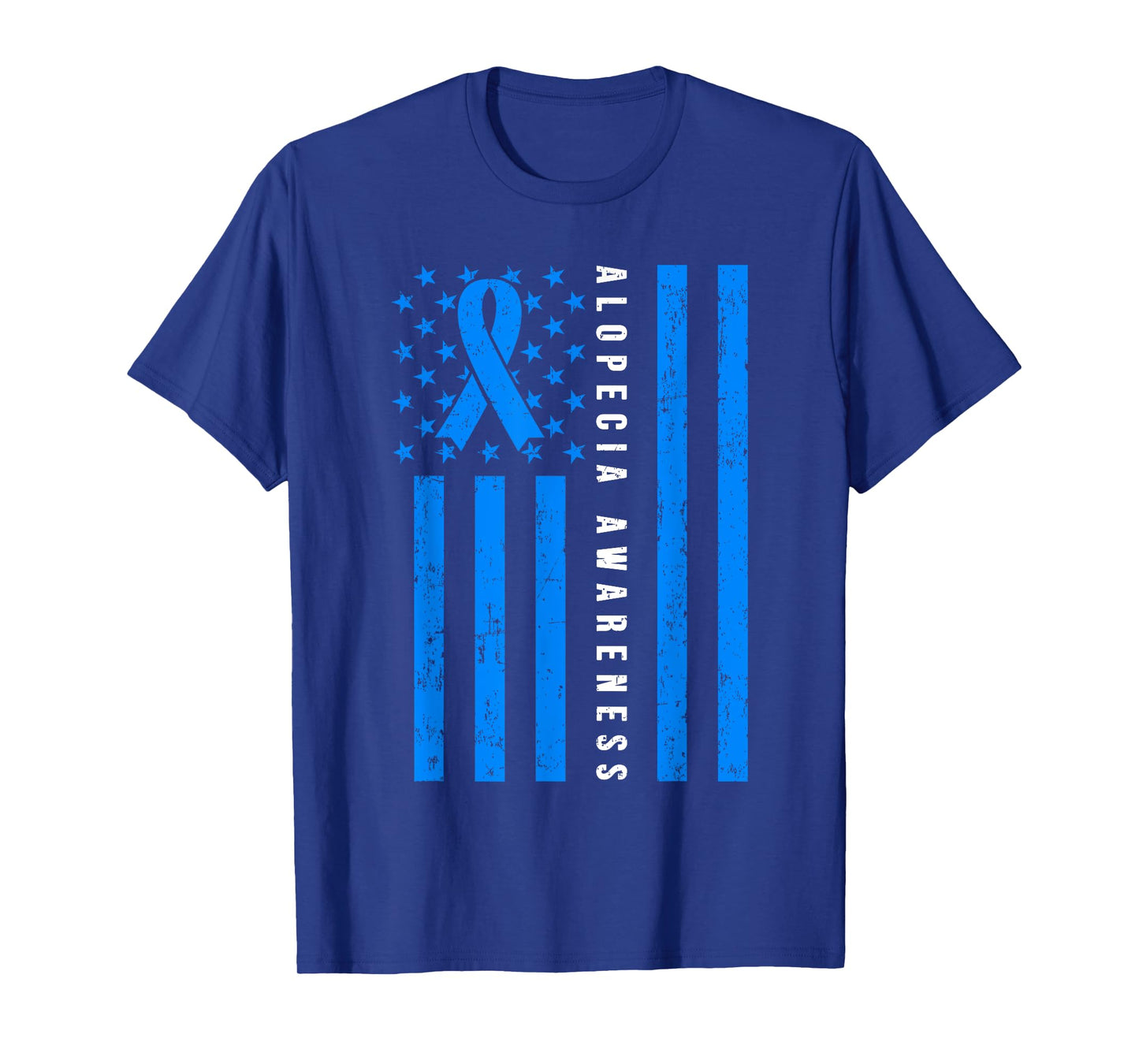 Alopecia Areata Awareness I Wear Blue Ribbon Support Family T-Shirt
