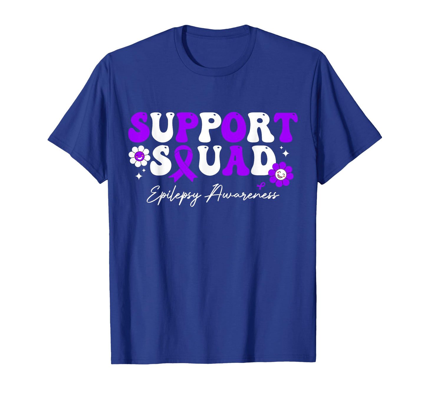 Groovy Support Squad Epilepsy Awareness Purple Ribbon T-Shirt