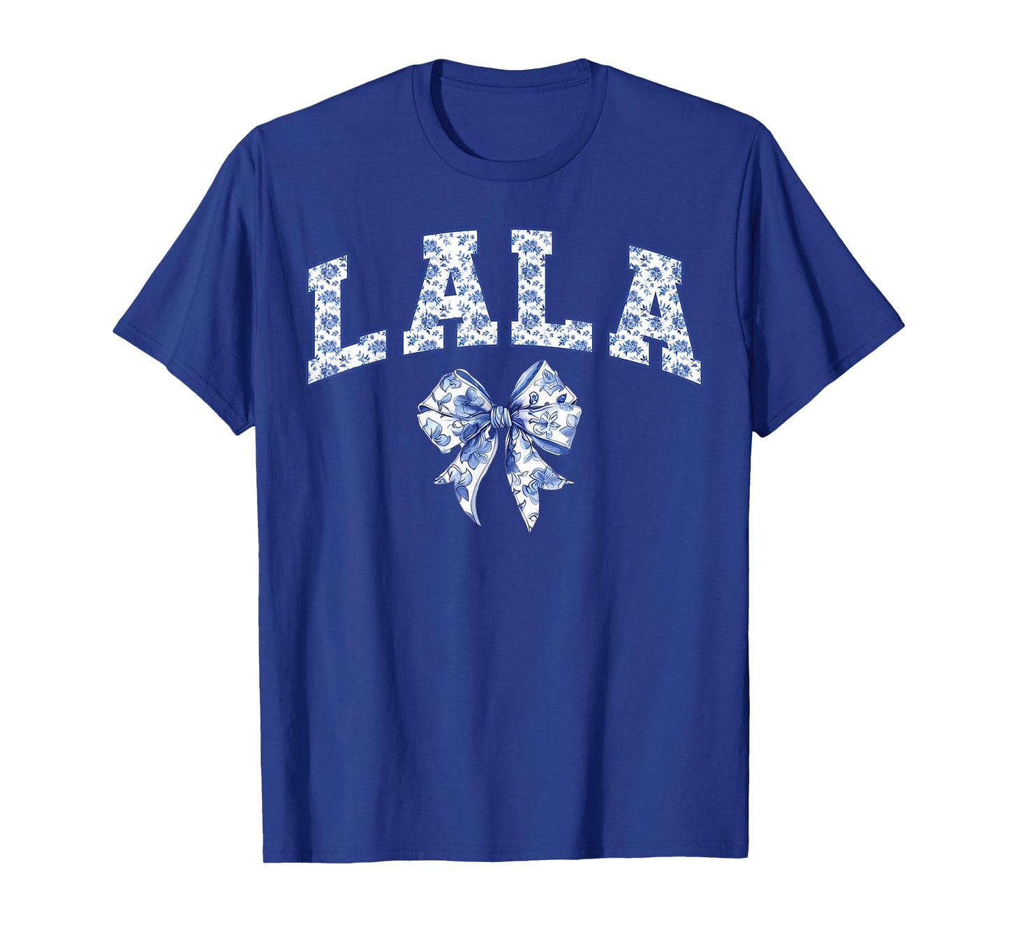 Lala Coquette Toile Blue Bow Floral Family Matching T-Shirt