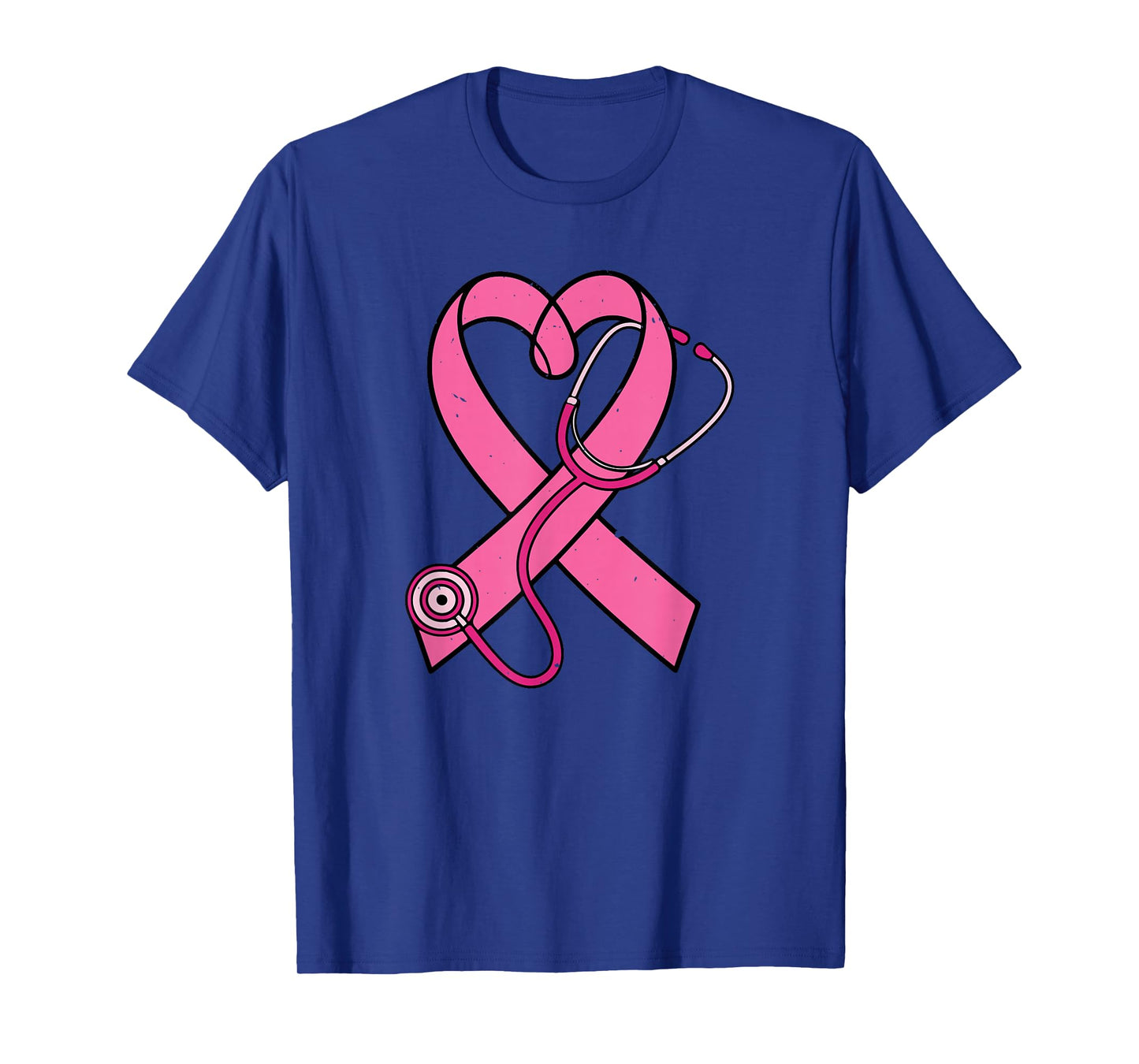 Pink Ribbon Stethoscope Breast Cancer Awareness Nurse T-Shirt