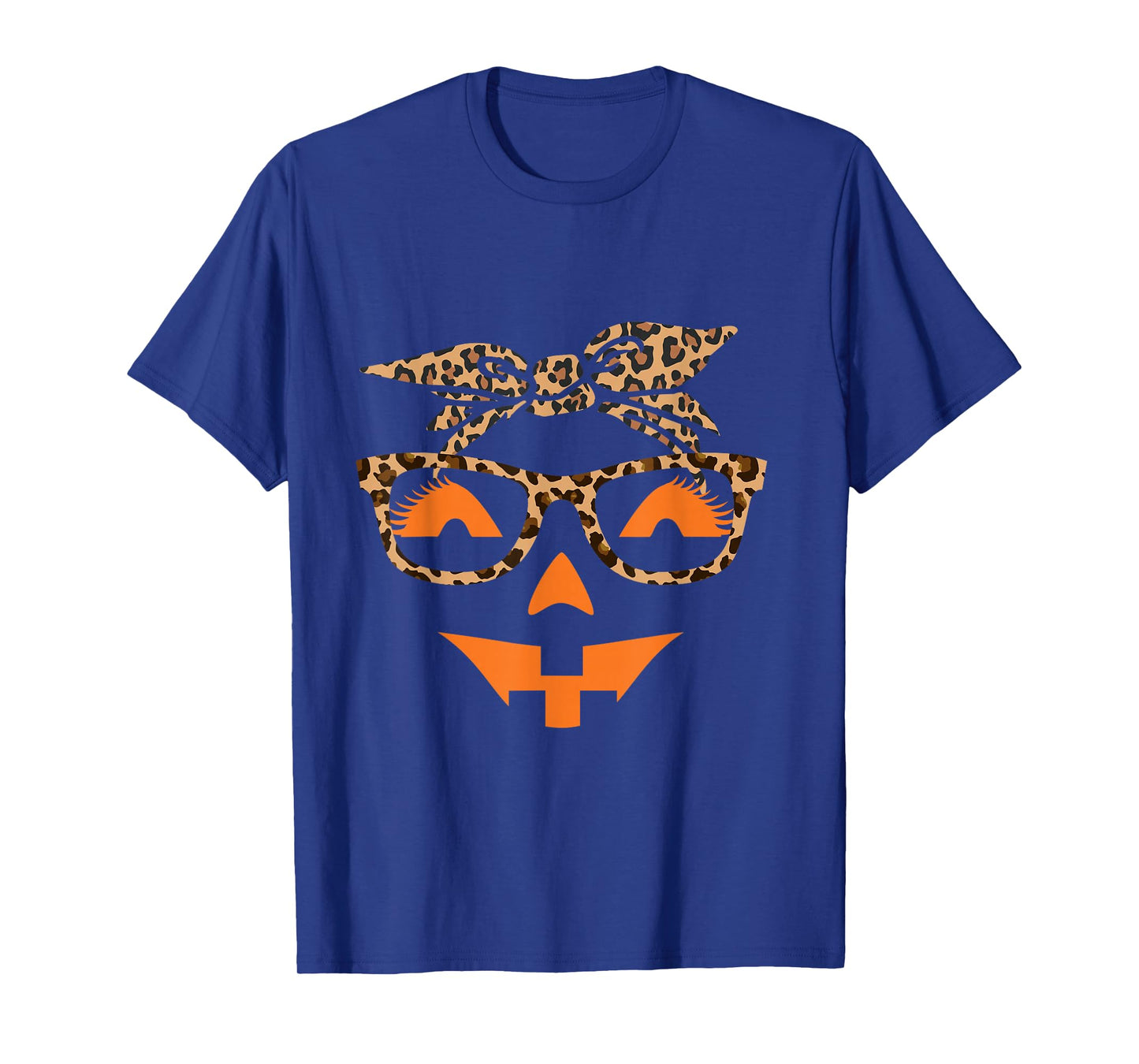 Jack O Lantern Face Leopard Halloween Pumpkin Women T-Shirt