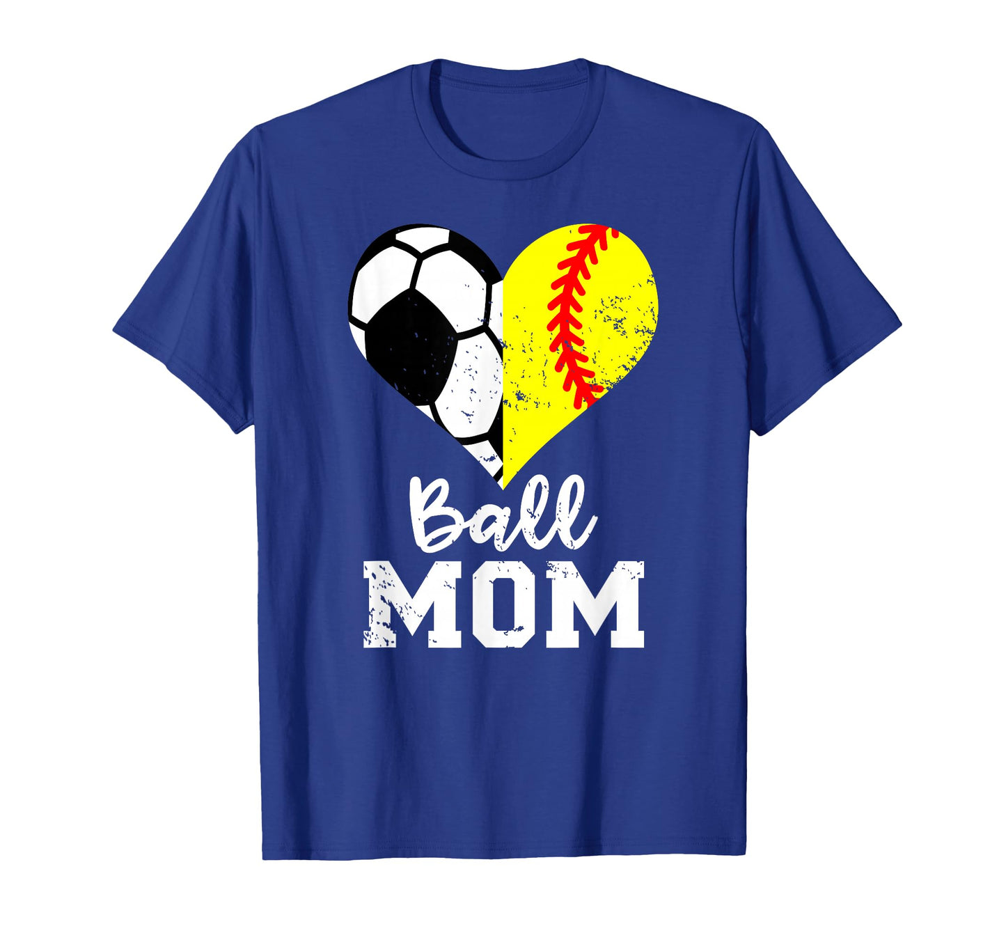 Ball Mom Heart Funny Softball Soccer Mom T-Shirt