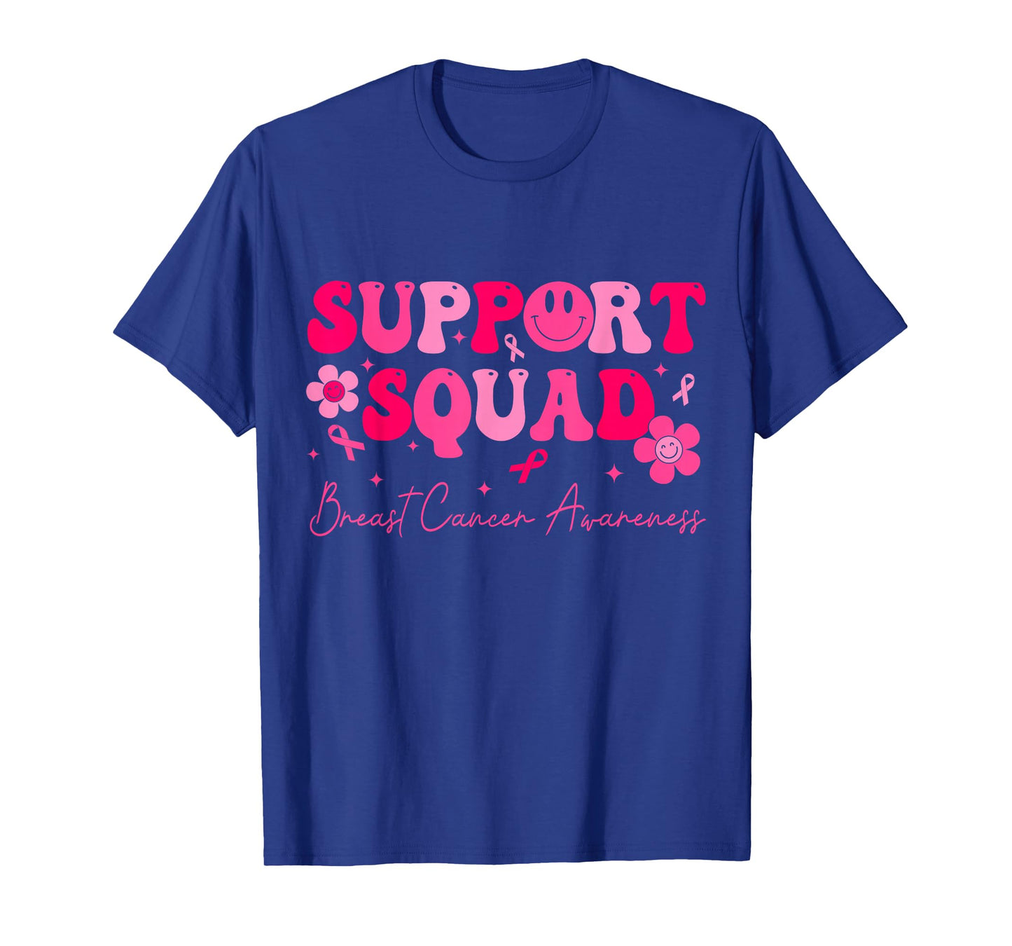 Retro Groovy Support Squad Breast Cancer Awareness T-Shirt