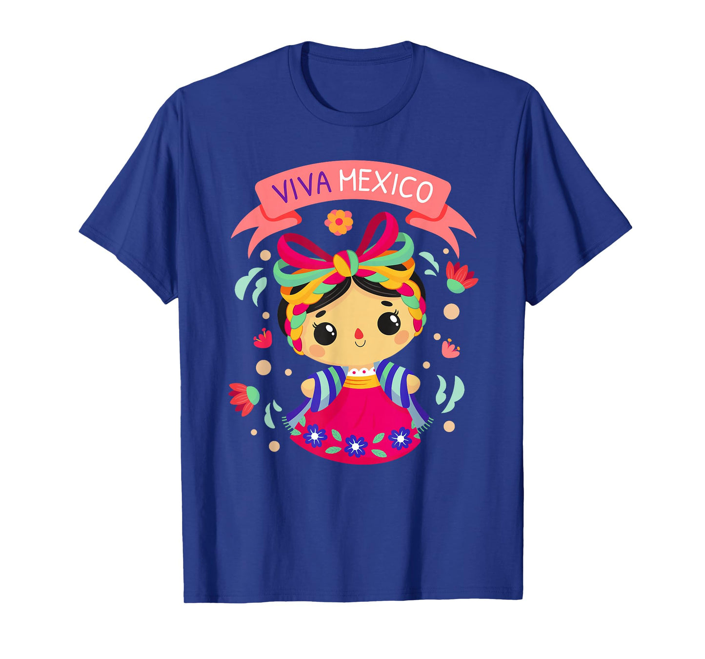 Viva Mexico Shirt Kids Girls Flores Mexican Independence Day T-Shirt