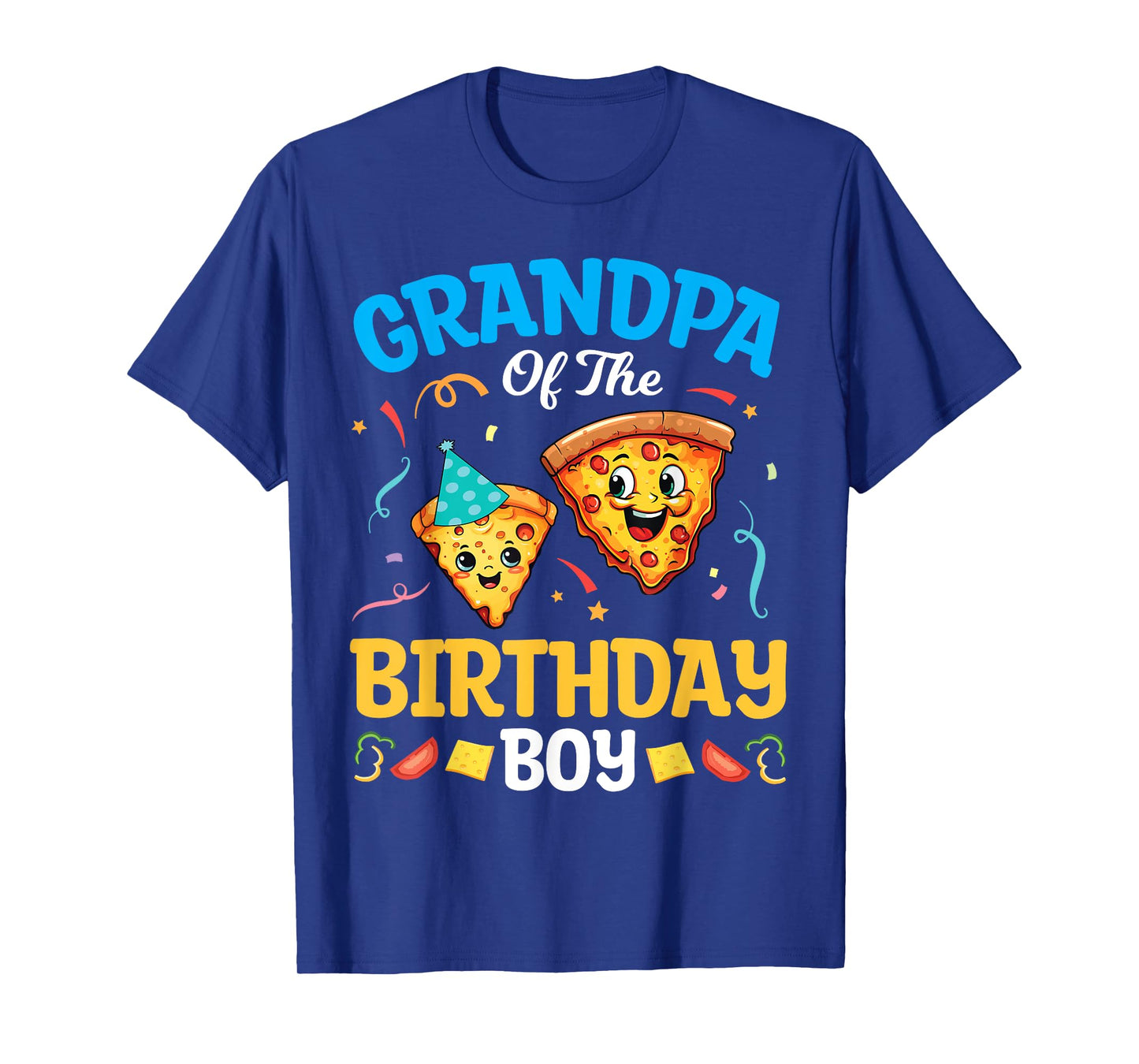 Cute Pizza Characters Grandpa Of The Birthday Pizza A Boy T-Shirt