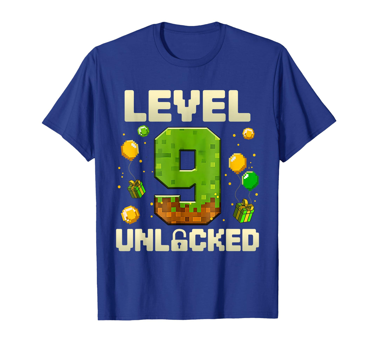 Birthday Boy Shirt Level 9 Unlocked 9th Birthday Game Pixel T-Shirt