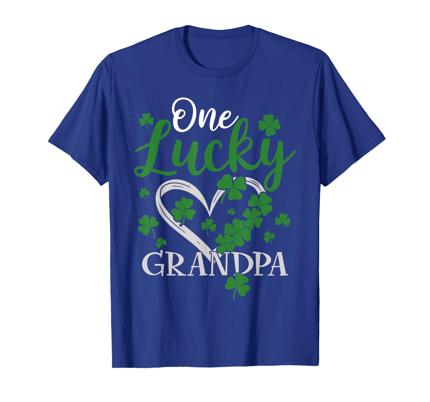 One Lucky Grandpa Irish Green Heart Shamrock St Patricks Day T-Shirt