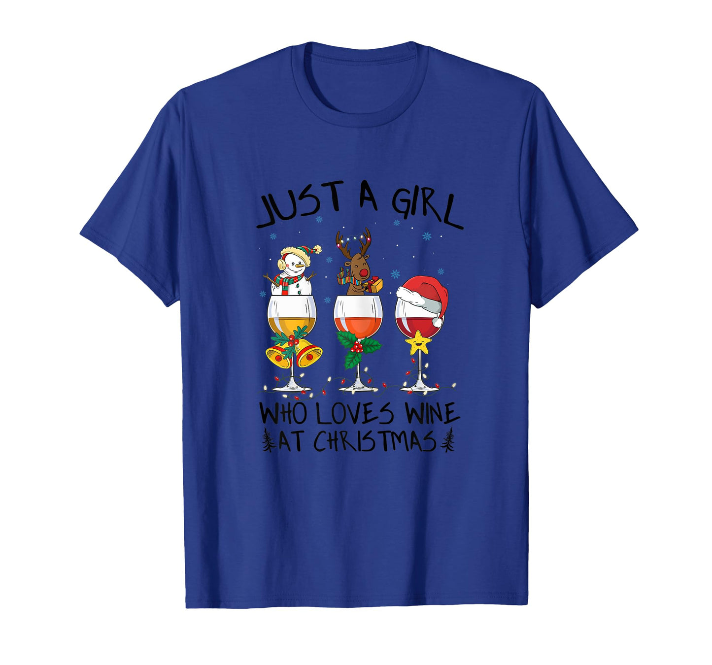 Womens Just a girl who loves Wine at Christmas Costume Xmas gifts T-Shirt