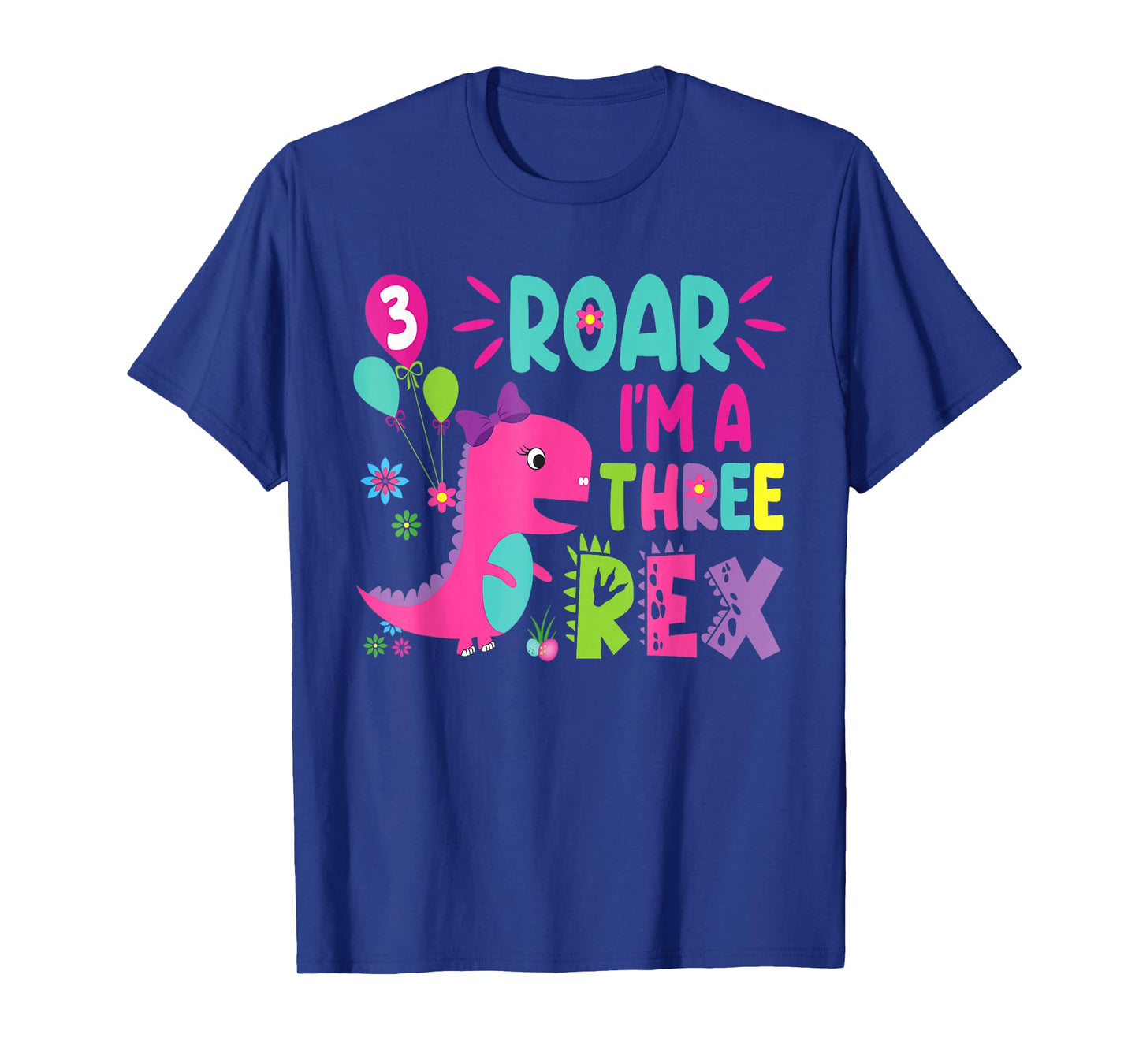 3rd Birthday Dinosaur Girl T-Rex Matching Family Party Three T-Shirt