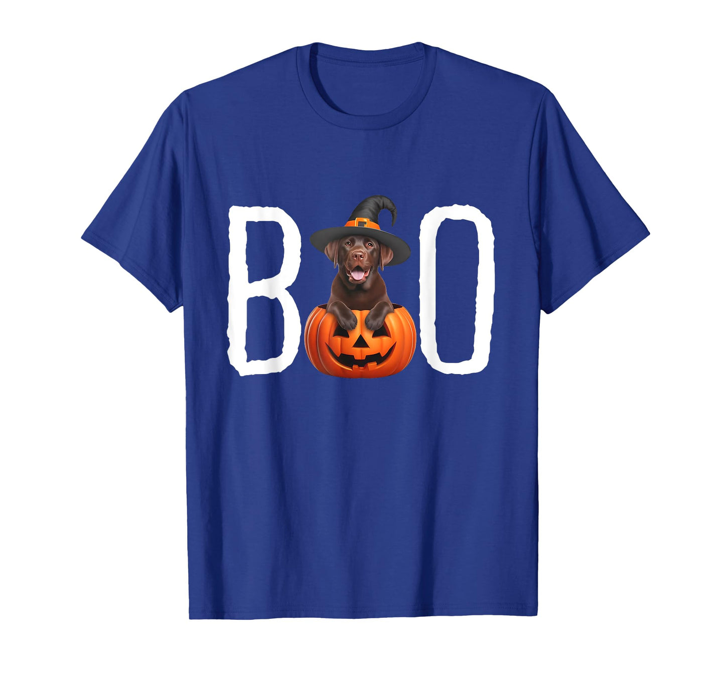 Chocolate Lab Puppy Pumpkin BOO Witch Hat Dog Halloween Dog T-Shirt for Men Women