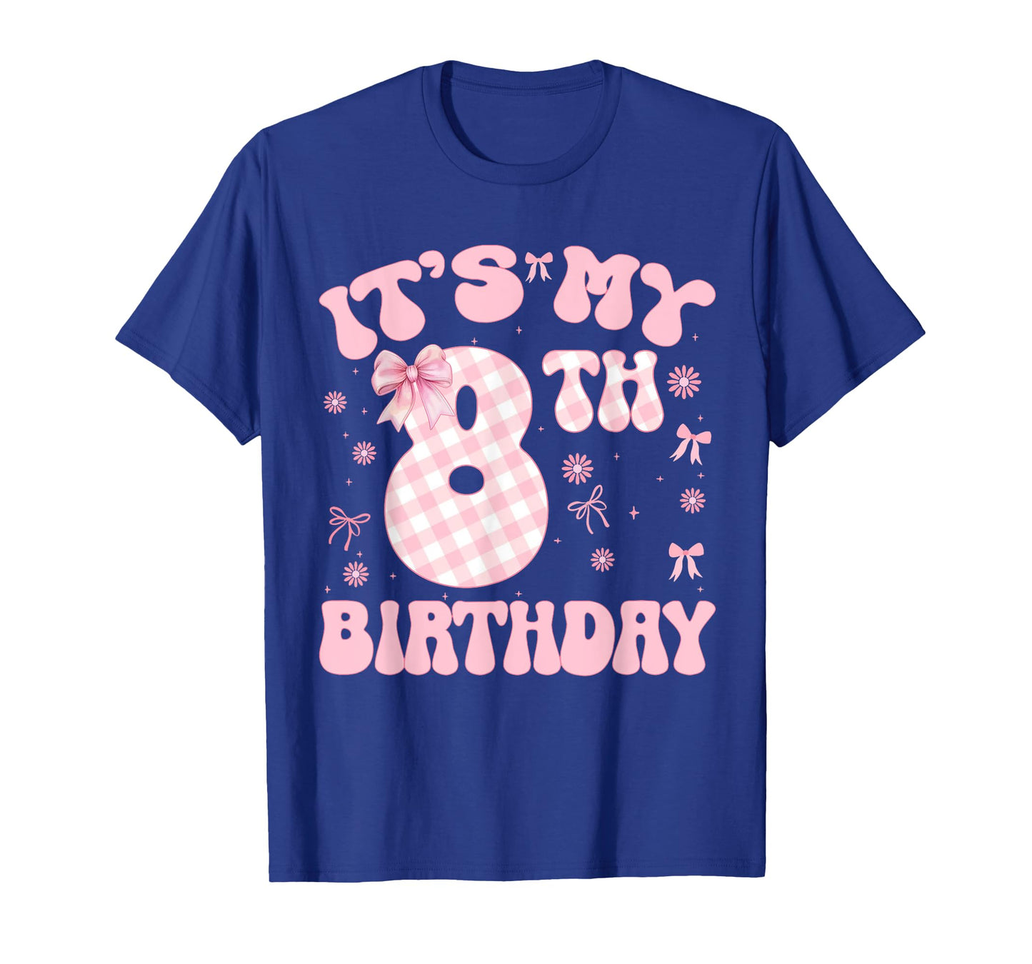 Pink Coquette Bow It's My 8Th Birthday Girls 8 Year Old Kids T-Shirt