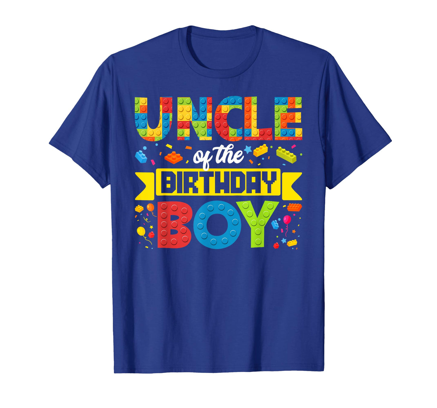 Uncle Of The Birthday Boy Master Builder Kid Building Blocks T-Shirt
