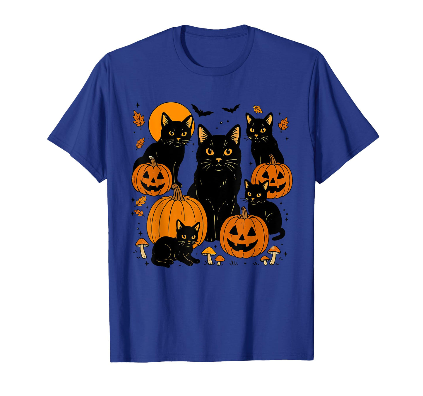 Retro Black Cat Halloween Pumpkin Costume For Women Men Kids T-Shirt