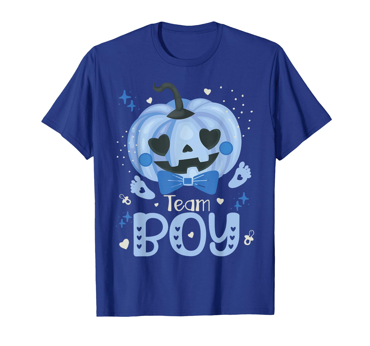 Team Boy Pumpkin Halloween Baby Gender Reveal Party Blue T-Shirt