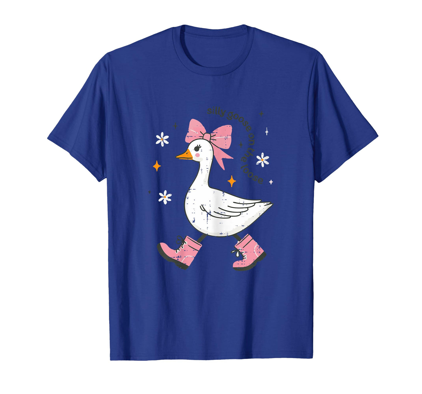 Goose Silly On The Loose Pink Bow Girls Kids Youth Women T-Shirt