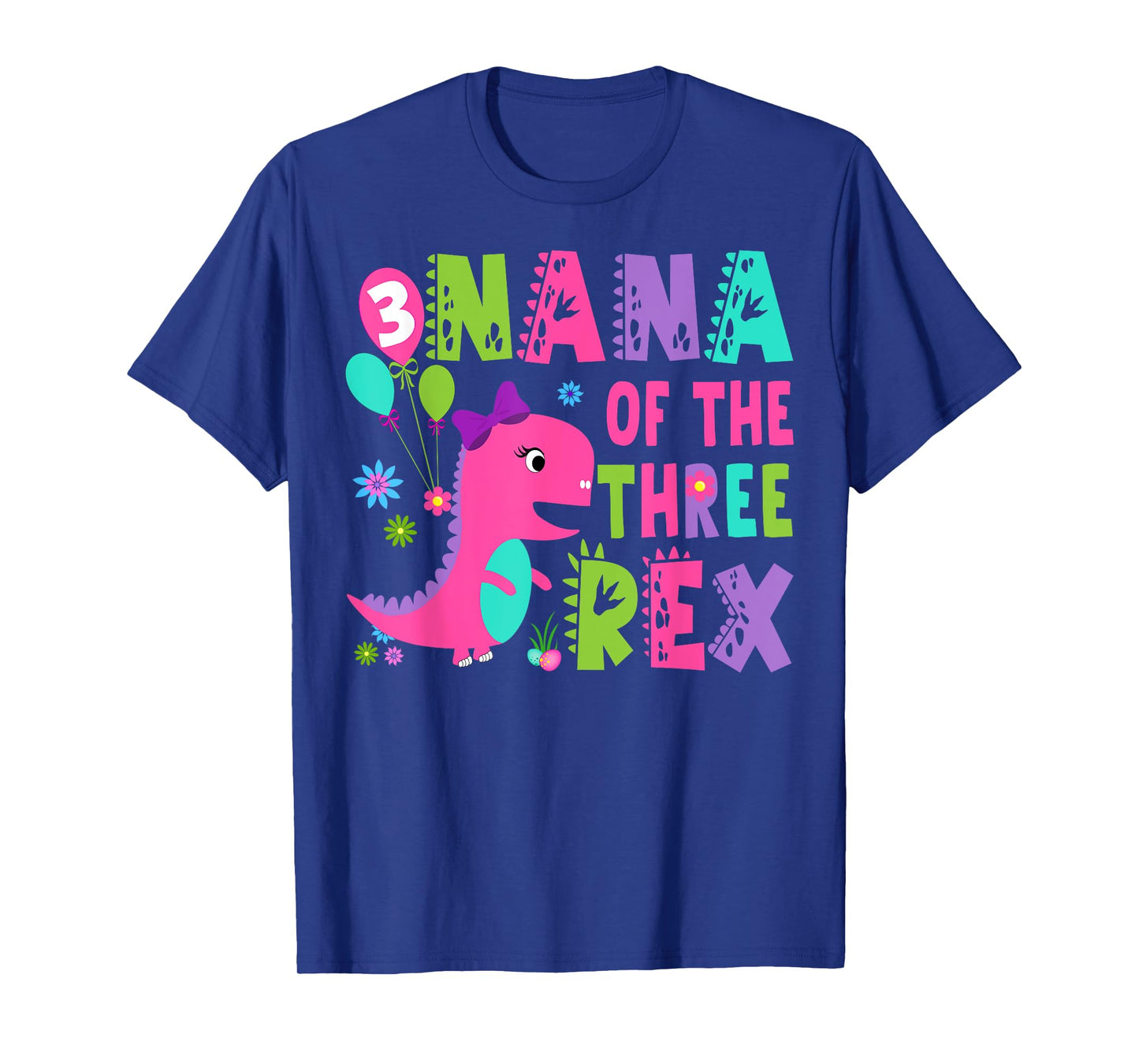 Nana of The Three Rex Dinosaur T-Rex 3Rd Birthday Boy T-Shirt