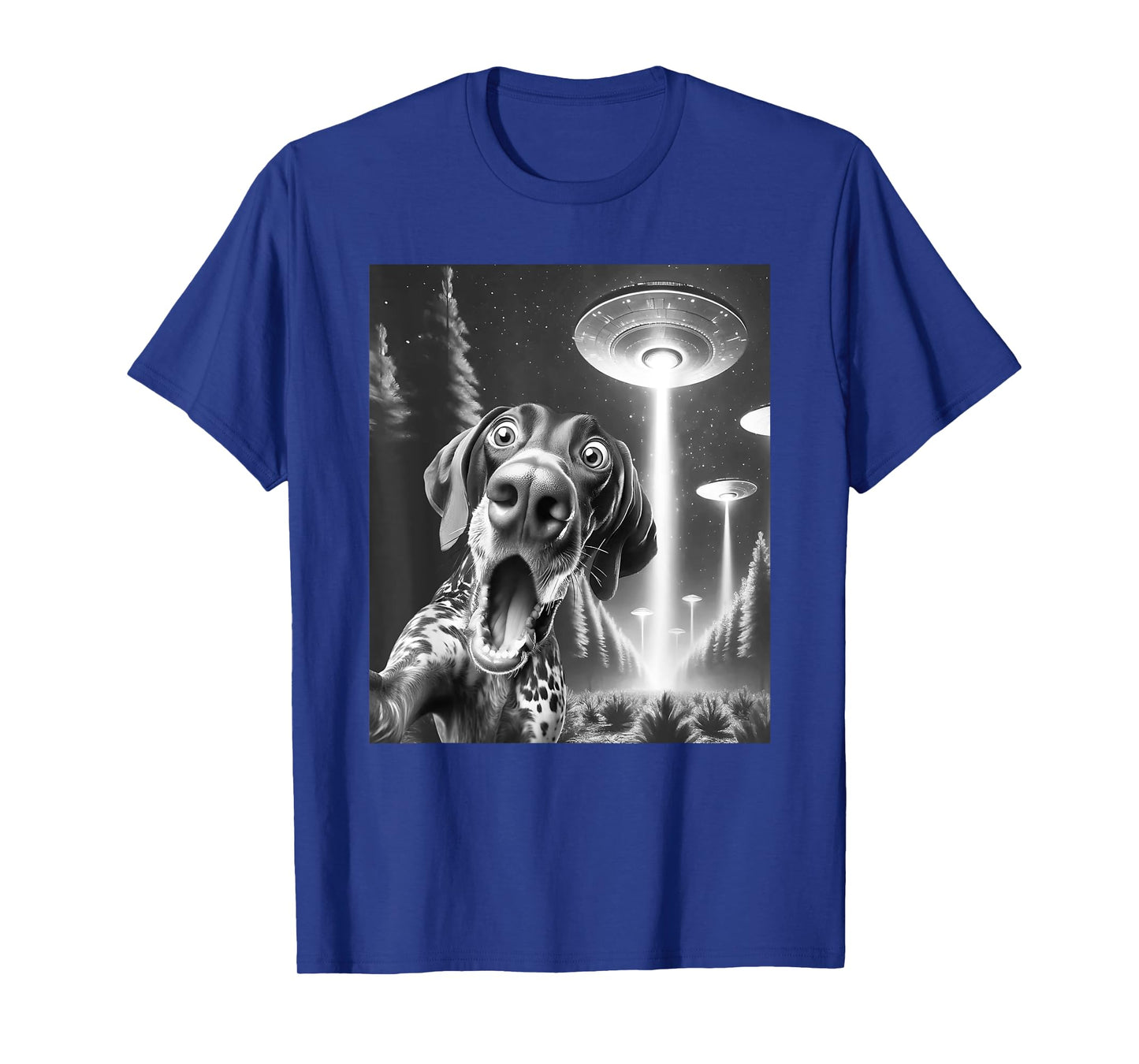 Funny German Shorthaired Pointer Alien UFO Taking a Selfie T-Shirt
