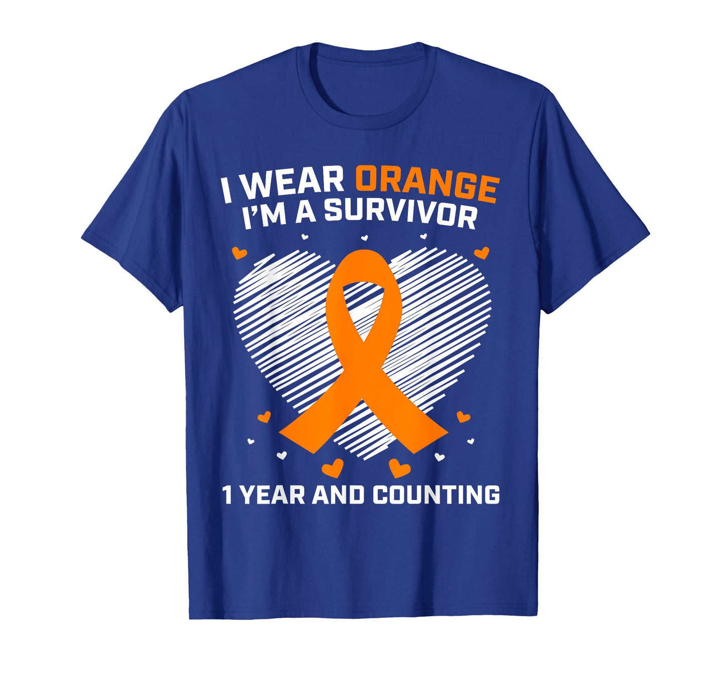 1 Year Cancer Free Leukemia Survivor Gifts Orange Awareness T-Shirt
