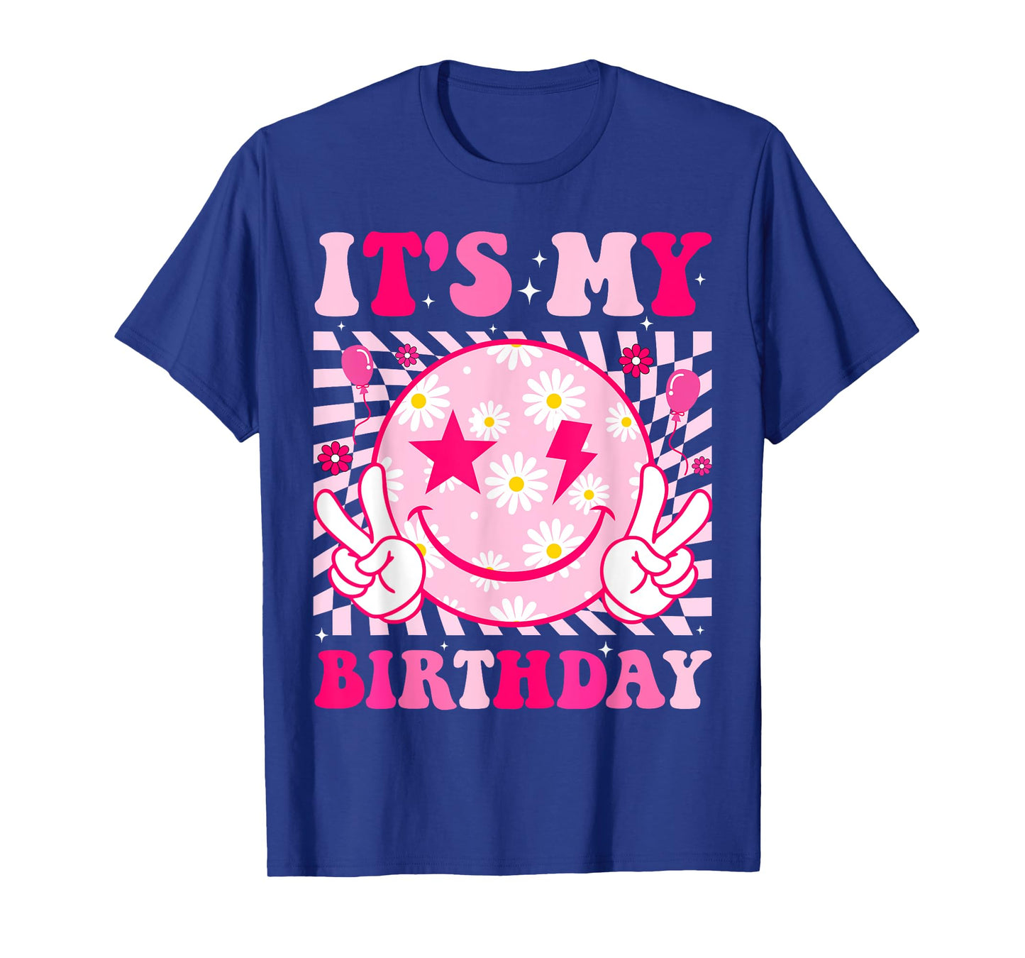 It's My Birthday Daisy Happy Smile Face Star Peace Girls T-Shirt