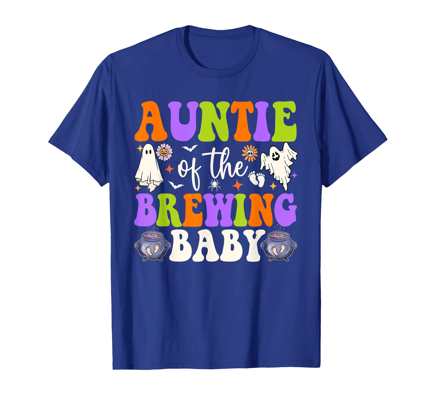Auntie of Brewing Baby Halloween Theme Baby Shower Spooky T-Shirt