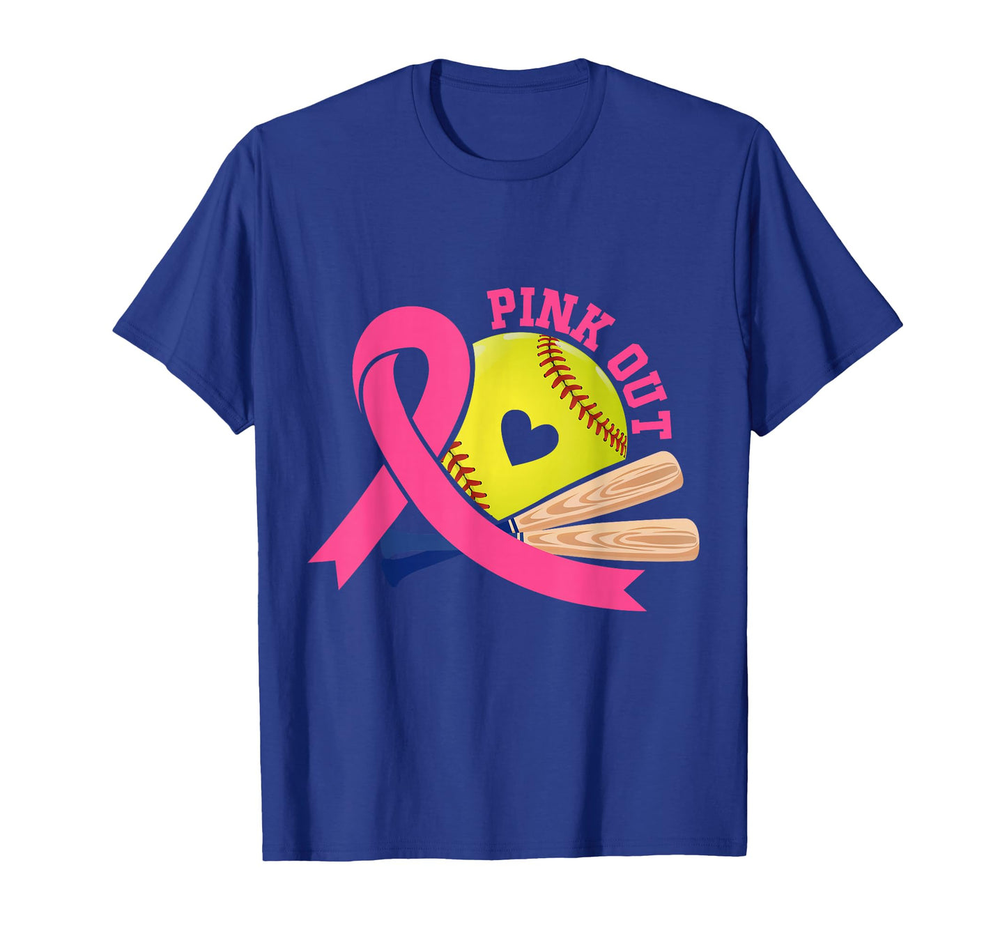Pink Out Breast Cancer Awareness Pink Ribbon Softball T-Shirt