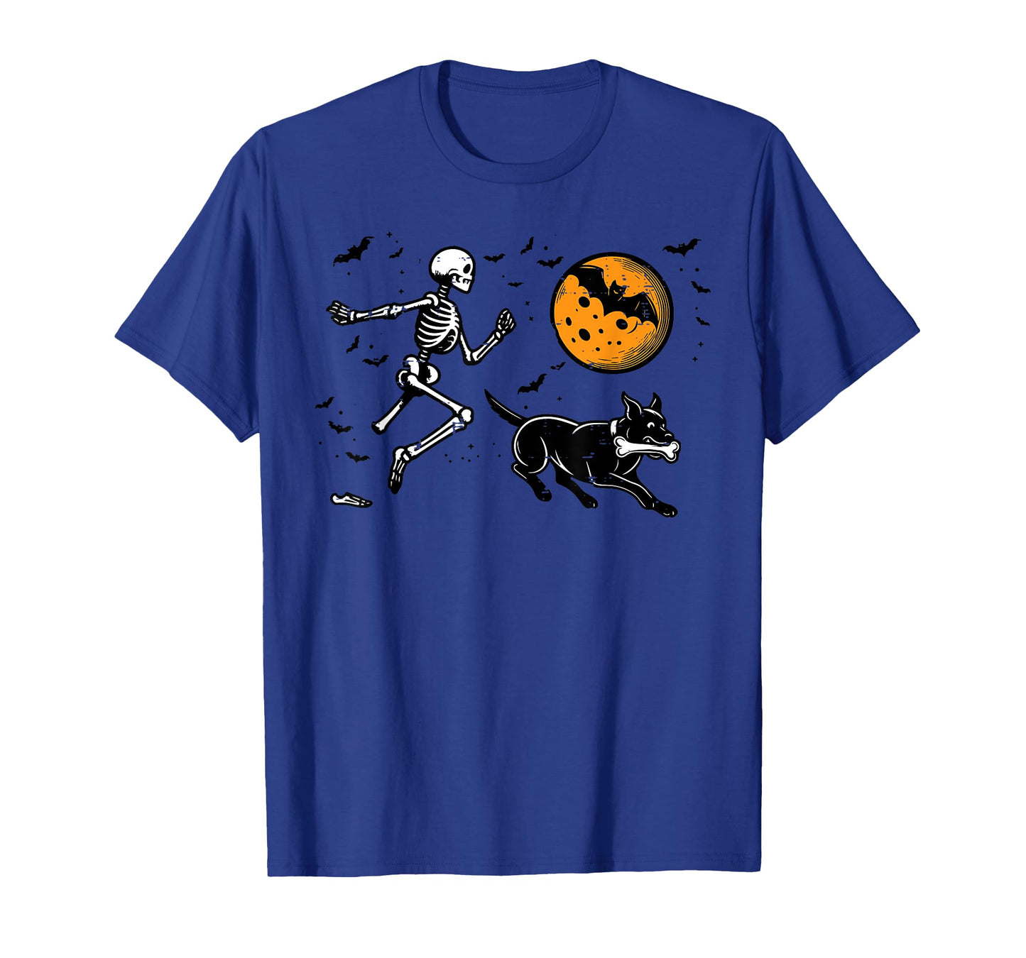 Halloween Skeleton Chasing Dog Femur Costume Men Women Kids T-Shirt