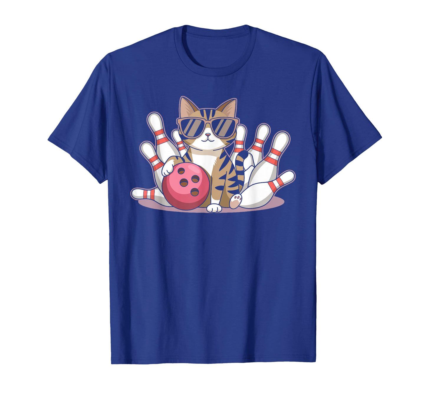 Funny Cat Playing Bowling Cool Cat with Sunglasses Men Women Kids T-Shirt