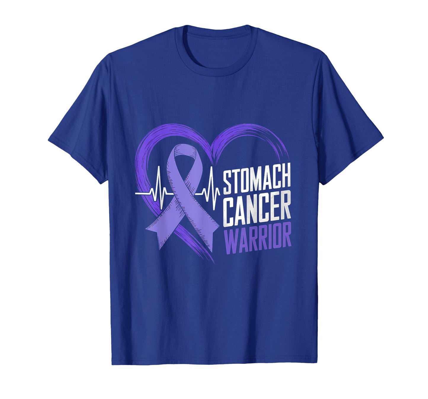 Stomach Cancer Warrior Heart Periwinkle Ribbon Heartbeat T-Shirt
