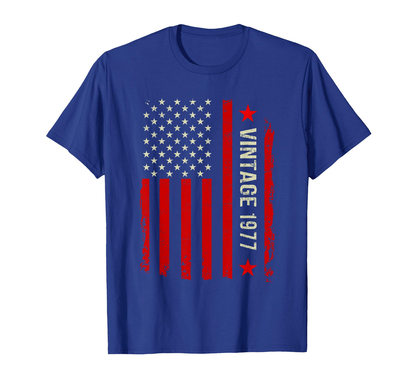 Vintage 1977 48th Birthday Gifts 48 Years Old American Flag T-Shirt