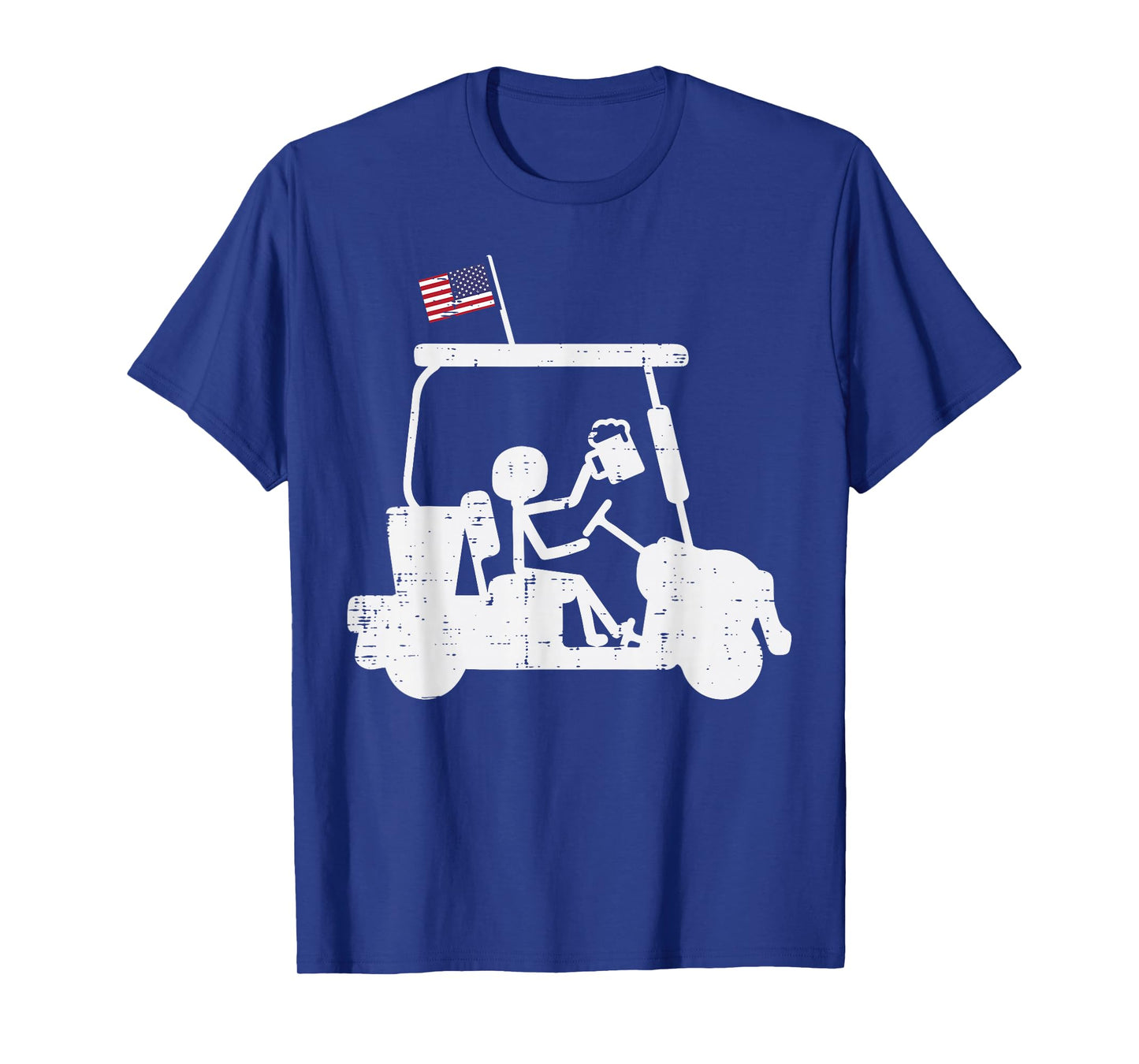 Golf Cart US Flag Funny Golfing Patriotic Golfer Dad Men T-Shirt