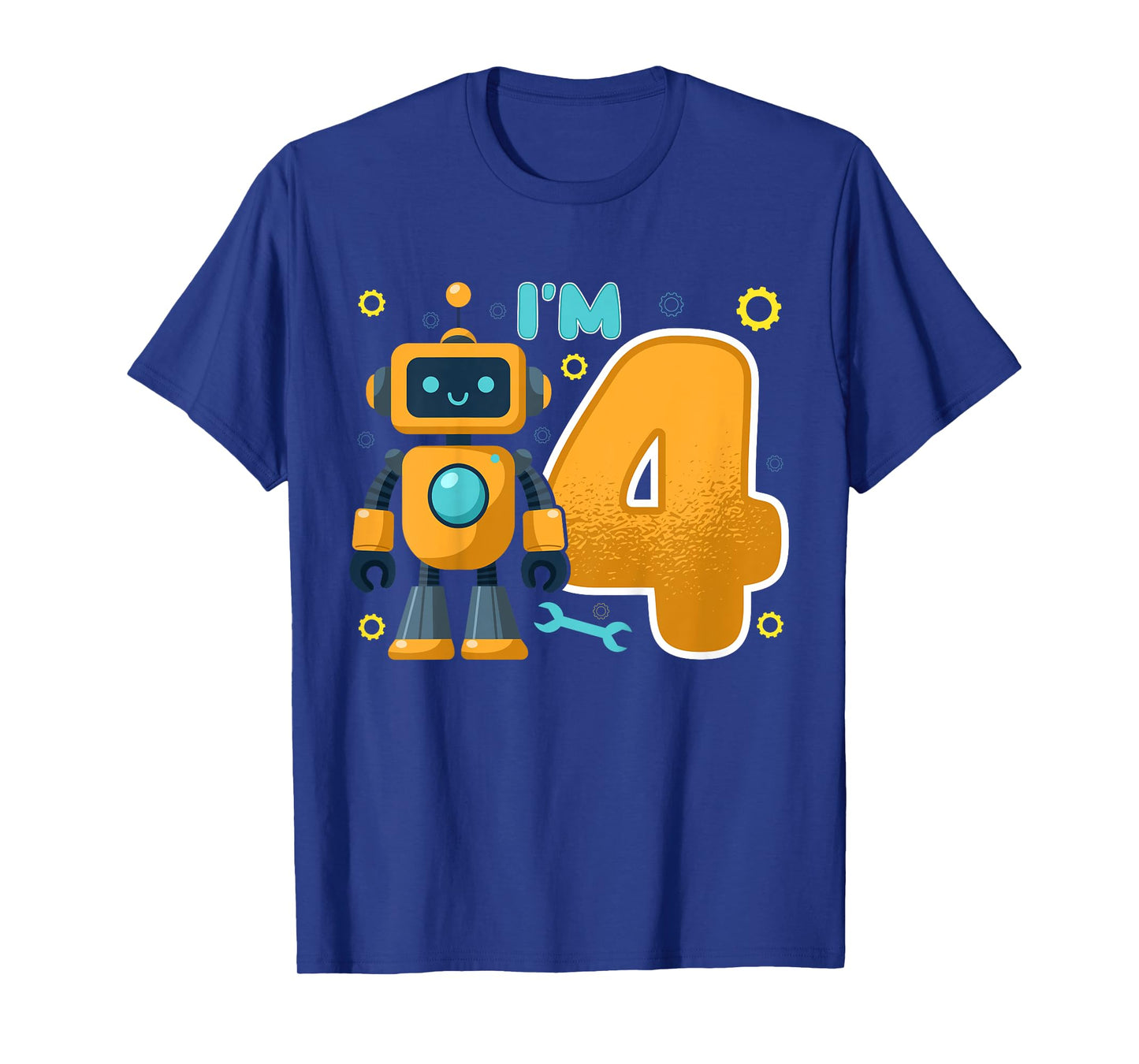 Kids I'm 4 Kids Four Years Old Robotics Robot 4th Birthday Party T-Shirt