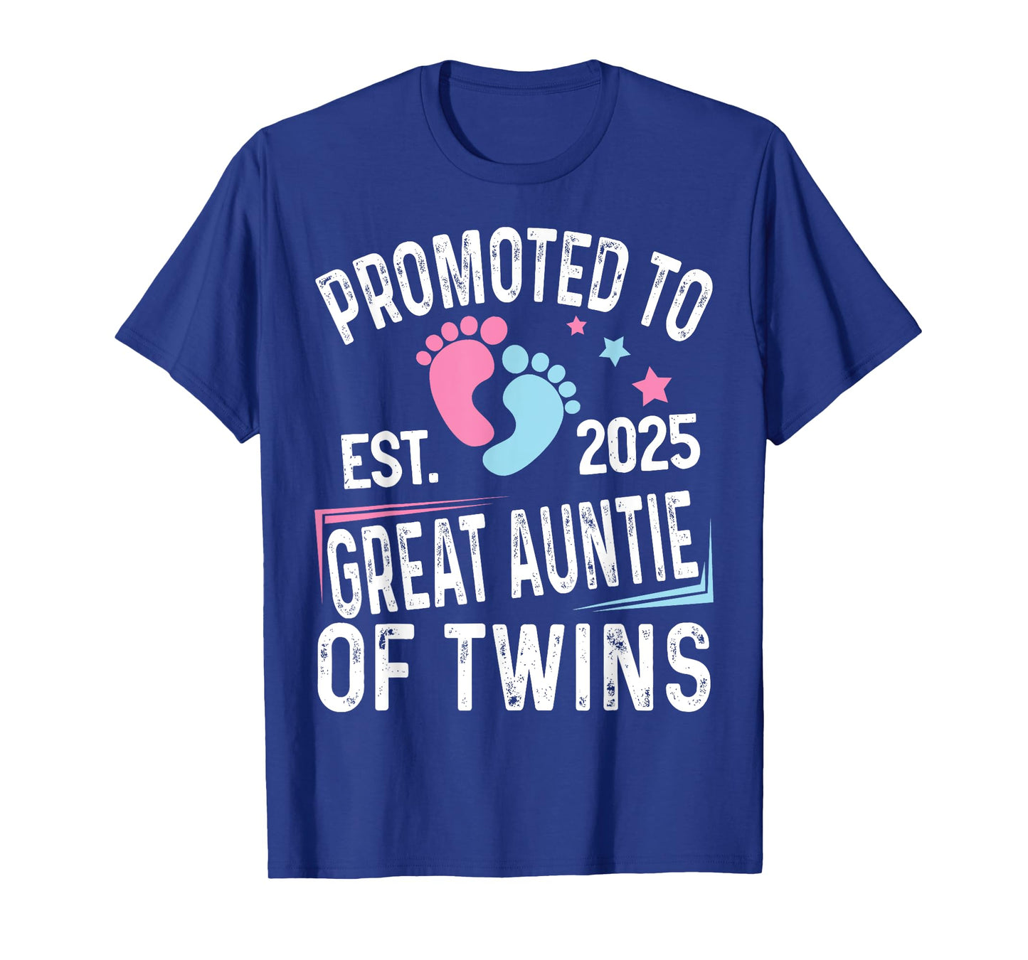 Promoted To Great Auntie Of Twins Est 2025 Baby Shower T-Shirt