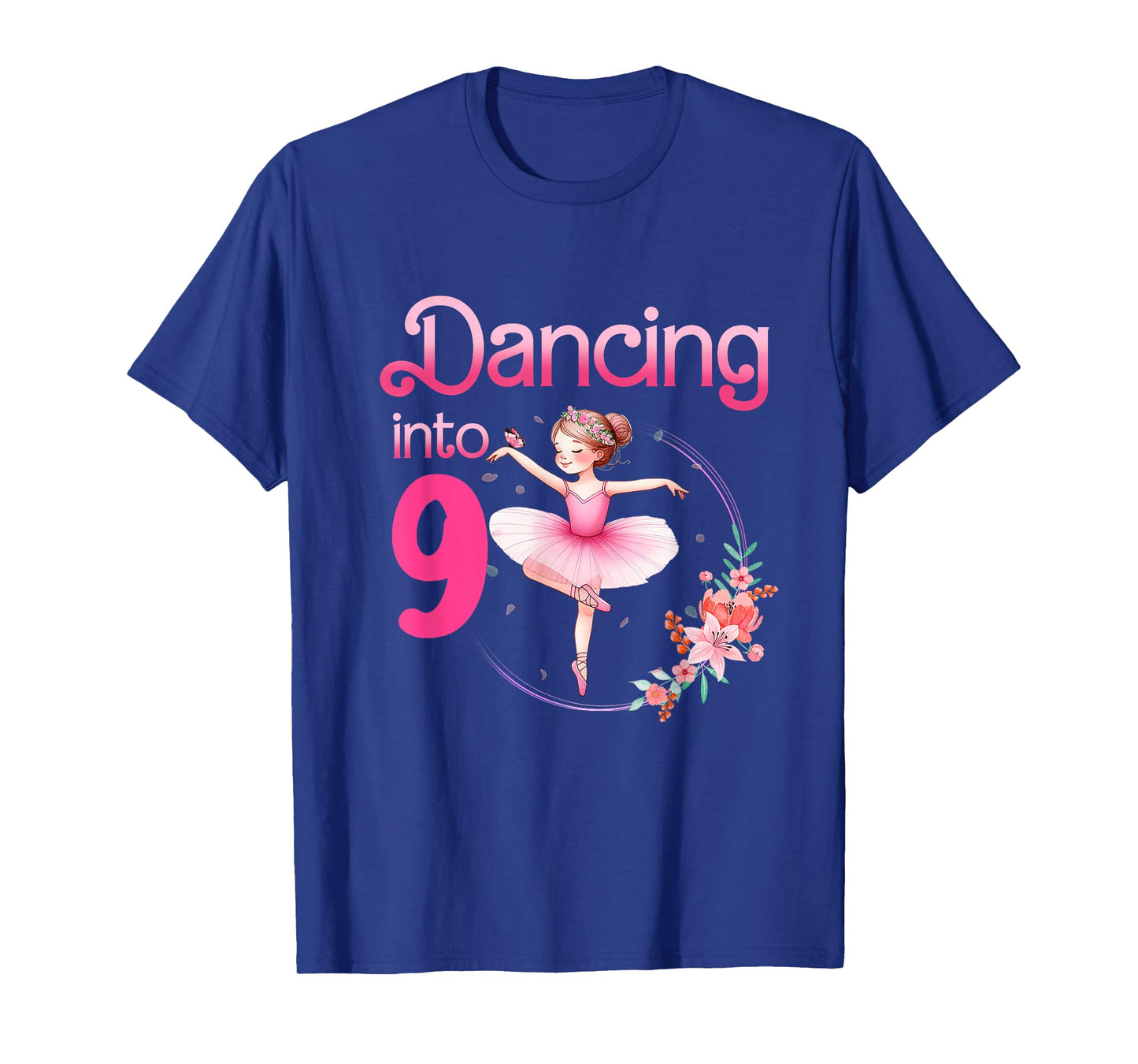 Dancing Into 9 Ballerina 9th Birthday Party Ballet Girls T-Shirt