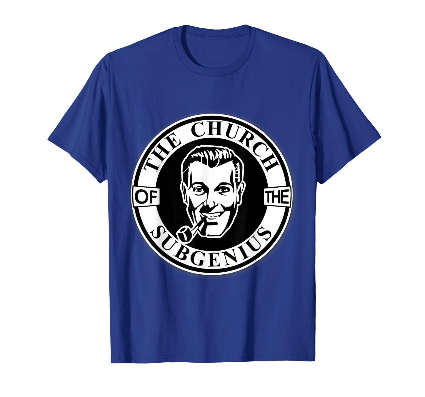Apedes Unisex-Adults Black Classic Fit Short Sleeve Collarless Crew Neck T-Shirt - Church of the SubGenius - Religion Parody Prophet Church T-Shirt - Small