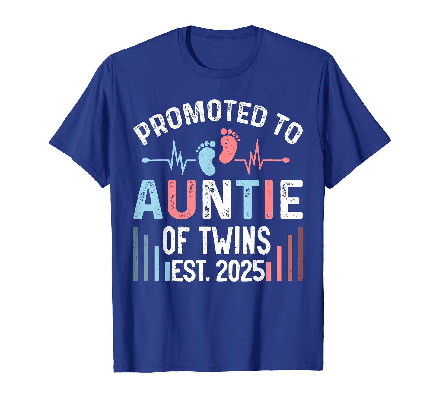 Promoted To Auntie Of Twins Est 2025 Twin Baby Shower T-Shirt