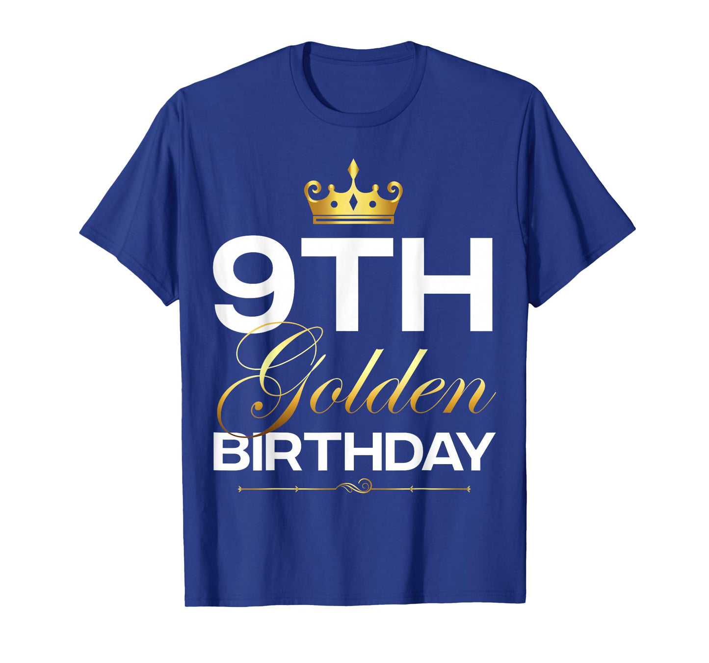 9th B-Day Golden Birthday Age Crown 9 Year Old Birthday T-Shirt